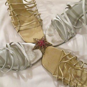 "NOT FOR SELL" SILVER AND GOLD SANDAL BUNDLE (2)